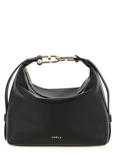 Furla Medium Tonie Leather Shoulder Bag In Black