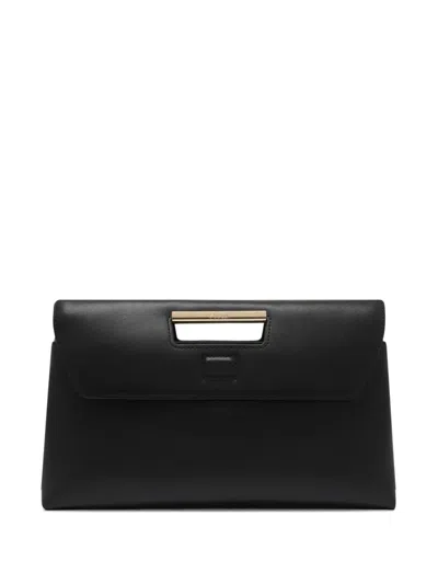 Furla Top-handle Leather Clutch In Black