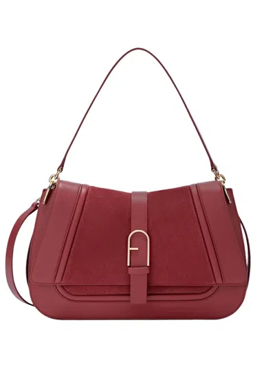 Furla Top Handle Leather Tote In Burgundy