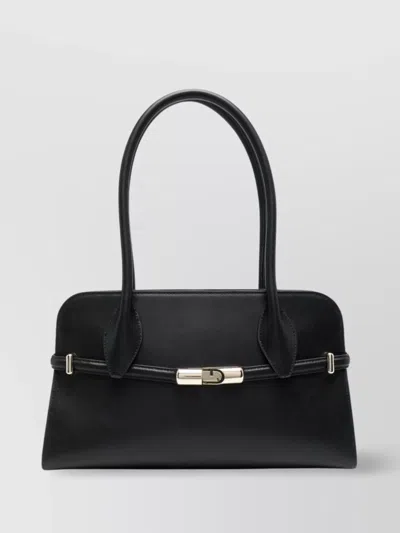 Furla Top Handle Shoulder Bag With Metal Hardware In Black