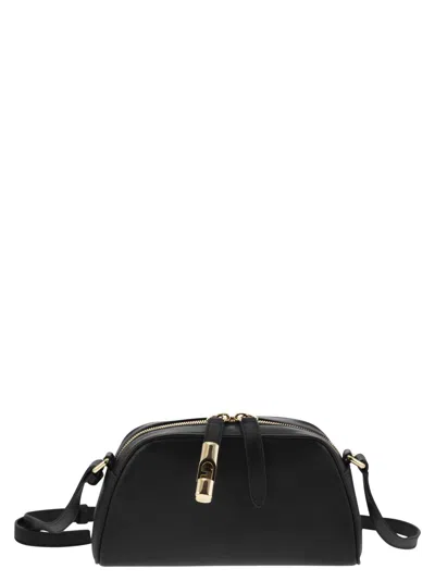 Furla Top Zip Logo Shoulder Bag In Black