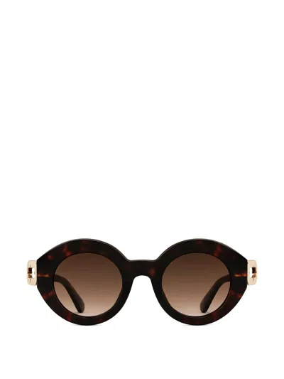 Furla Tortoiseshell-effect Round-frame Sunglasses In Brown