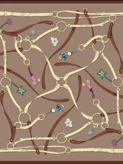 Furla Tortona Belt-print Scarf In Brown