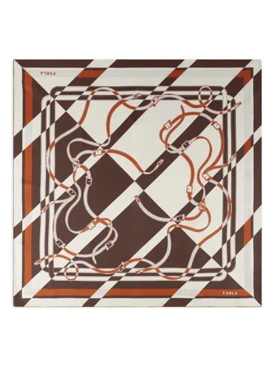 Furla Tortona Square Scarf In Brown