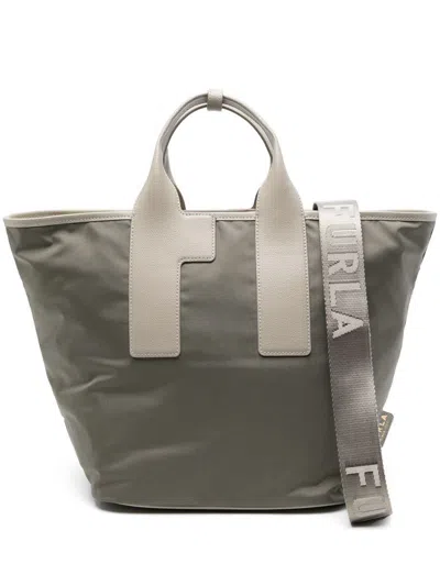 Furla Logo-handles Tote Bag In 3183s Sage+vetiver+marmo C