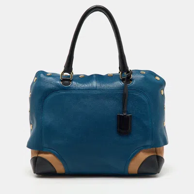 Pre-owned Furla Tri Color Leather Popper Colour Block Satchel