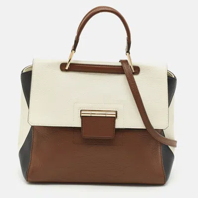 Pre-owned Furla Tricolor Leather Artesia Creta Top Handle Bag In Multi