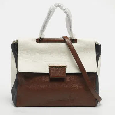 Pre-owned Furla Tricolor Leather Artesia Creta Top Handle Bag In Multi
