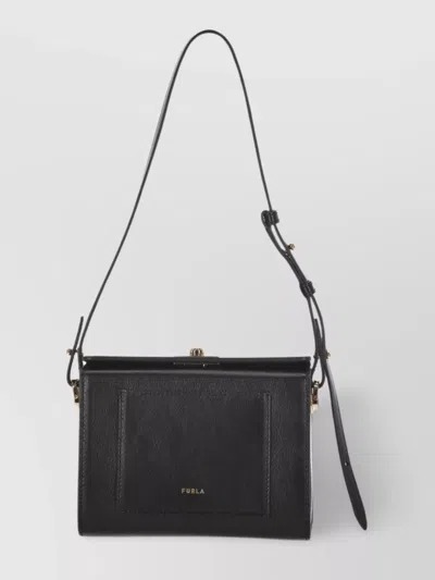 Furla Twist-lock Shoulder Bag Adjustable Strap In Black