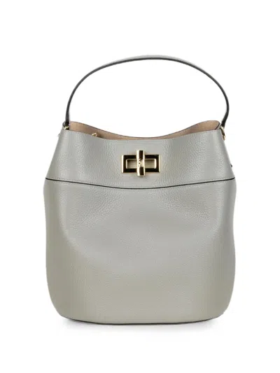 Furla Twist-lock Leather Shoulder Bag In Gray