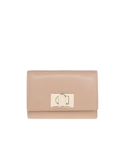 Furla Twist-lock Logo-plaque Wallet In Neutral