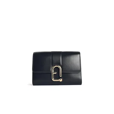 FURLA FURLA URBAN S BLACK LEATHER CROSSBODY BAG