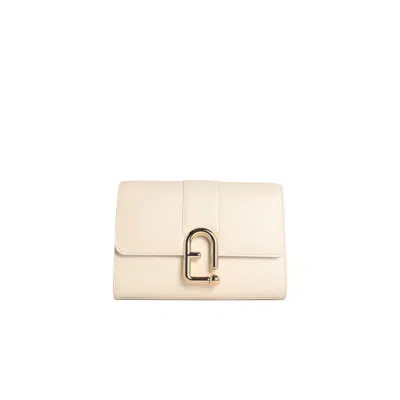 FURLA FURLA URBAN S CREAM LEATHER CROSSBODY BAG