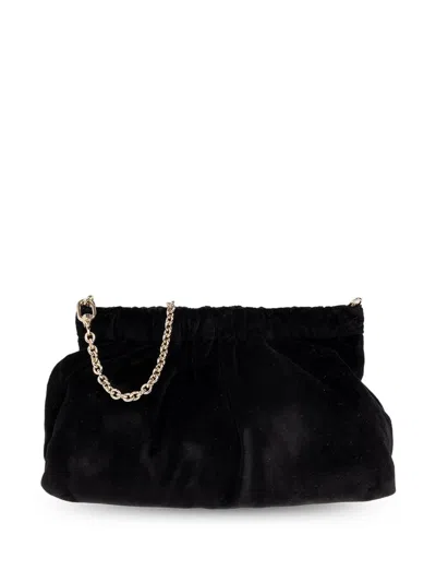 Furla Velvet-finish Shoulder Bag In Black