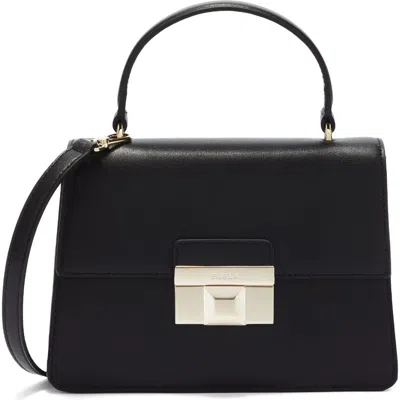 Furla Venere Mini Top Handle Leather Satchel In Nero
