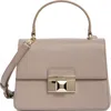Furla Venere Mini Top Handle Leather Satchel In Stucco Gray