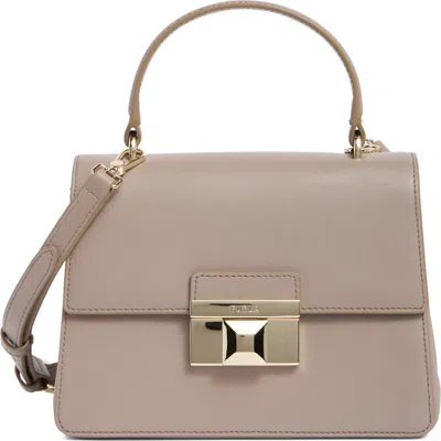 Furla Venere Mini Top Handle Leather Satchel In Stucco Gray