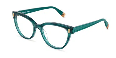 Furla Vfua96 09rd Occhiali Da Vista Verdi Per Uomo (solo Montatura) In Shiny Striped Green