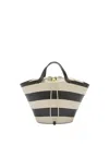Furla Vortice Double Handle Bag In A Mix Of Canvas And Smooth Leather In Contrast