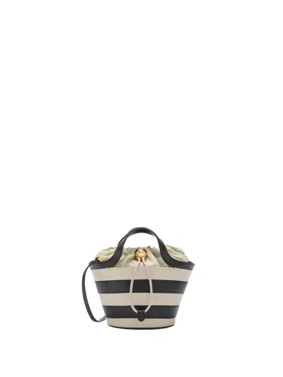 Furla Vortice Mini Double Handle Bag In A Mix Of Canvas And Smooth Leather In Contrast