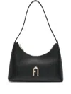 Furla Logo-plaque Leather Shoulder Bag In Black  