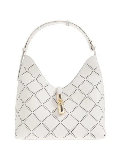 Furla White Diamond Pattern Shoulder Bag
