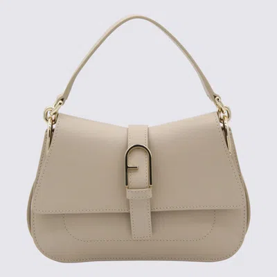 Furla Cream Leather Flow Bag In Beige