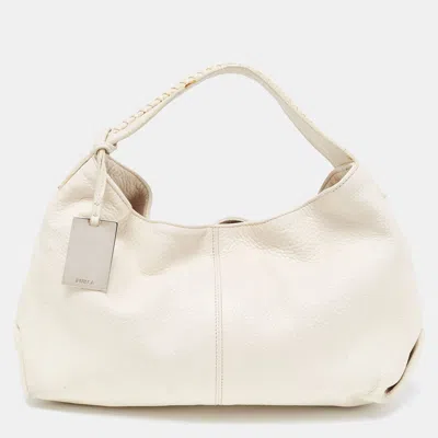 Pre-owned Furla White Leather Elisabeth Hobo