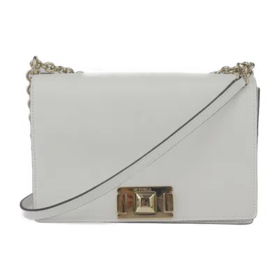 Pre-owned Furla White Leather Handbag Shoulder Bag Sling Bag Tote Bag ()