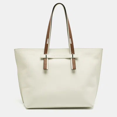 Pre-owned Furla White Leather Large Giove Tote