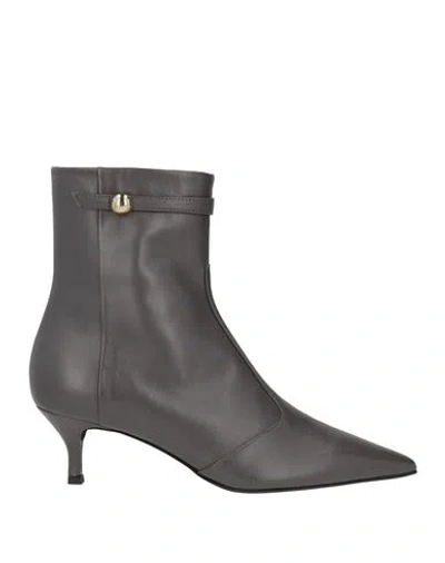 Furla Woman Ankle Boots Charcoal Size 7 Leather In Multi