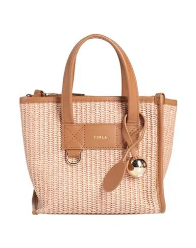 Furla Woman Handbag Camel Size - Leather, Textile Fibers In Sand