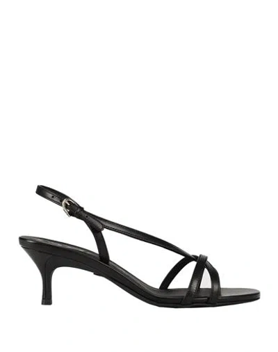 Furla Woman Sandals Black Size 5 Ovine Leather