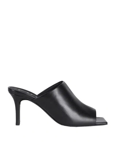 Furla Woman Sandals Black Size 6 Ovine Leather
