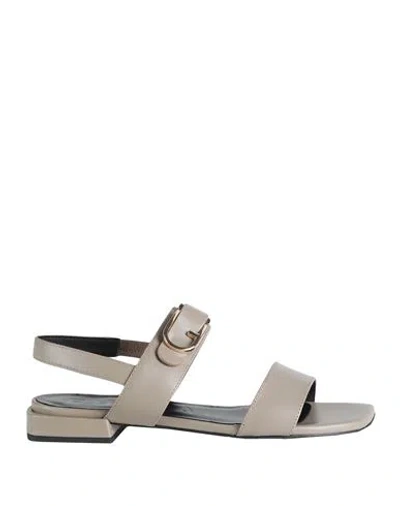 Furla Woman Sandals Khaki Size 8 Leather In Beige