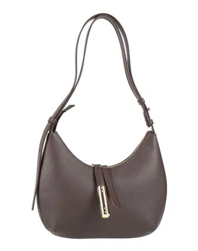 Furla Woman Shoulder Bag Dark Brown Size - Leather In Purple