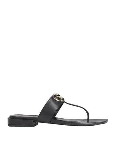 Furla Woman Thong Sandal Black Size 7 Leather