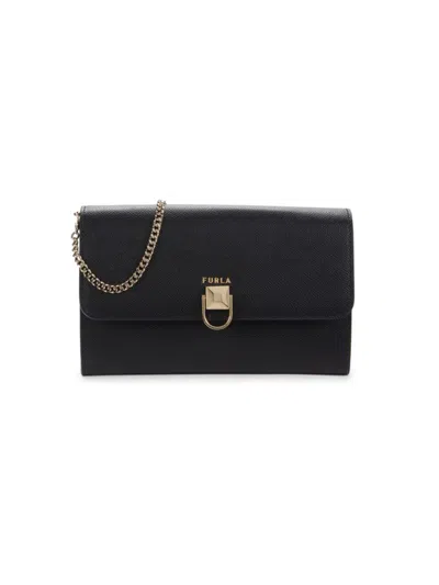 Furla Women's Circle Xl Leather Chain Crossbody Bag In Nero