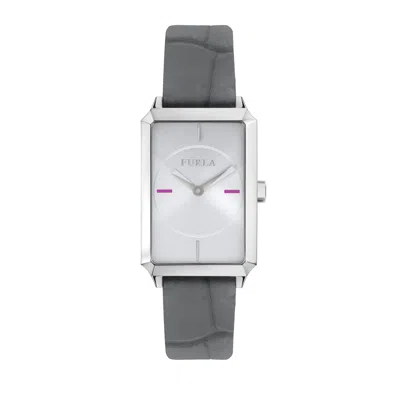 Furla Women's Diana Silver Dial Calfskin Leather Watch In Grey