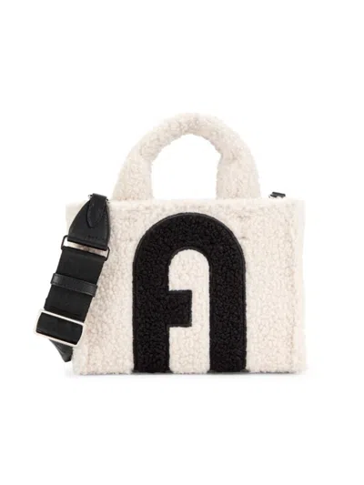 Furla Women's Faux Fur Top Handle Bag In White