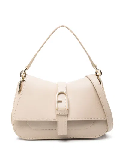 Furla Light Beige Leather Handbag In Avena