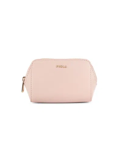 Furla Women's Logo Leather Makeup Pouch In Pink