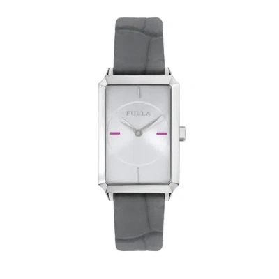 Pre-owned Furla Women's R4251104503 Diana Silver Dial Grey Leather Wristwatch