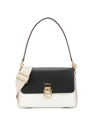 Furla Women's Two Tone Leather Top Handle Bag In Black White