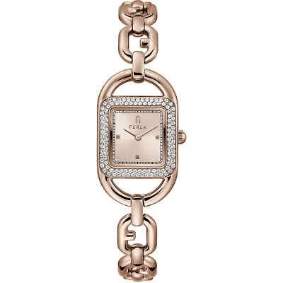Pre-owned Furla Womens Wristwatch  Chain Square Ww00026005l3 Stainless Steel Gold Rose