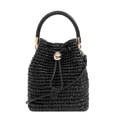 Furla Woven Shoulder Bag In Black