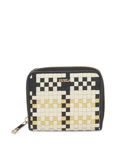 Pre-owned Furla Woven Zip-around Wallet In Neutral