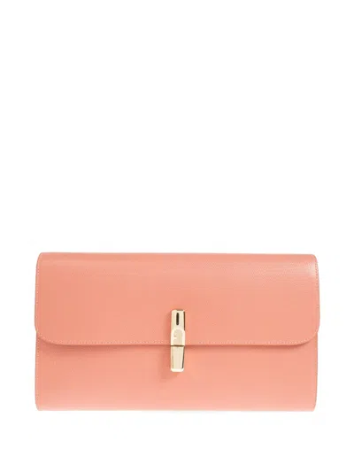 Furla Xl Continental Logo-plaque Leather Clutch Bag In Pink
