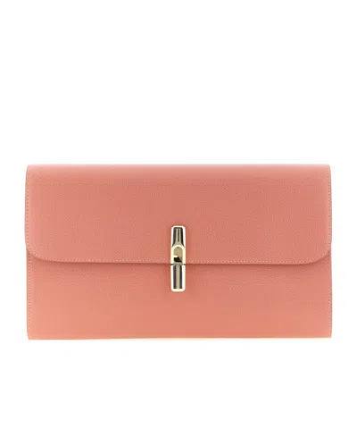 Furla Xl Continental Logo-plaque Leather Clutch Bag In Pink