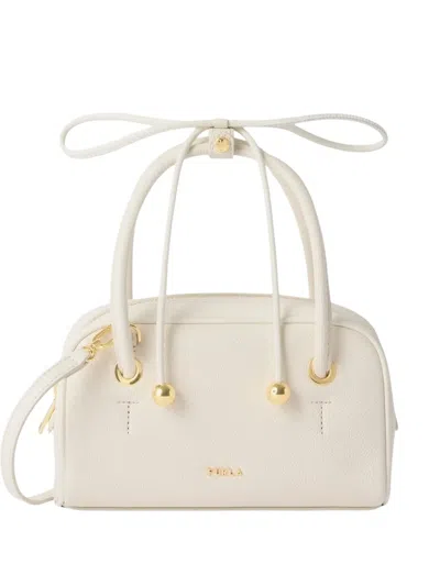 Furla Xl Dome Leather Cross Body Bag In White
